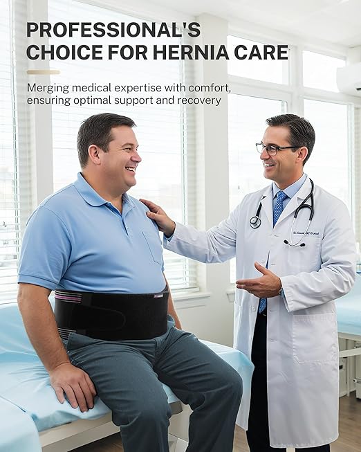 Front-Wearing Umbilical Hernia Belt, Unisex, 3D Dome-Shaped Hernia Support Pad, Adjustable with Removable Pads & Extra Straps for Abdominal Pressure, Lumbar Support, Skin-Friendly & Discreet, L/XL
