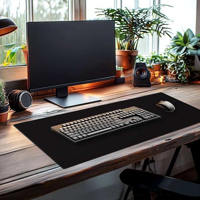 CounterArt Black Large Waterproof Desk Protector 32” x 16” Made in The USA Desk Mat Office Mat Large Mouse Pad