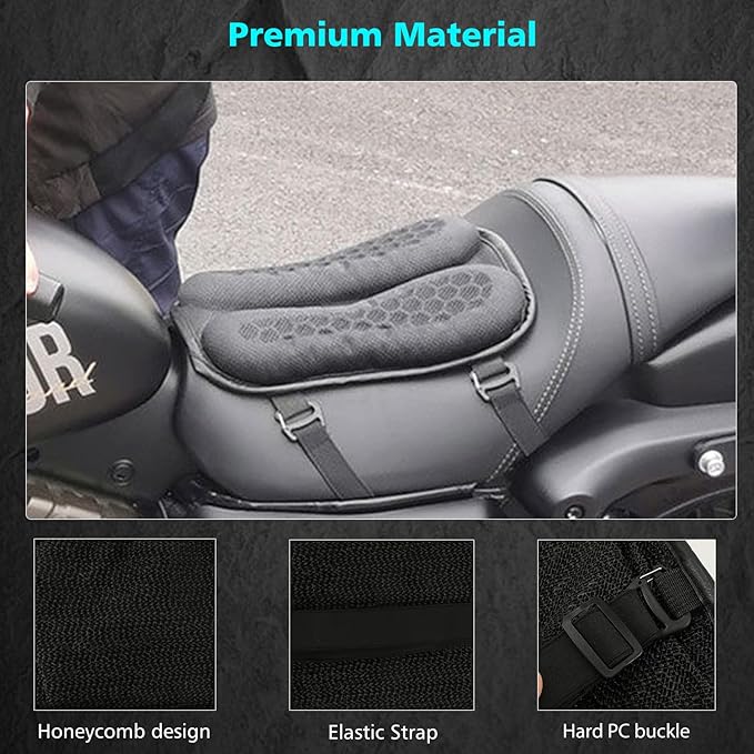 SUNPIE Motorcycle Seat Cushion Small Gel Cover Pad Foldable Universal 3D Honeycomb Structure Seats Cushion w/Breathable for Long Rides