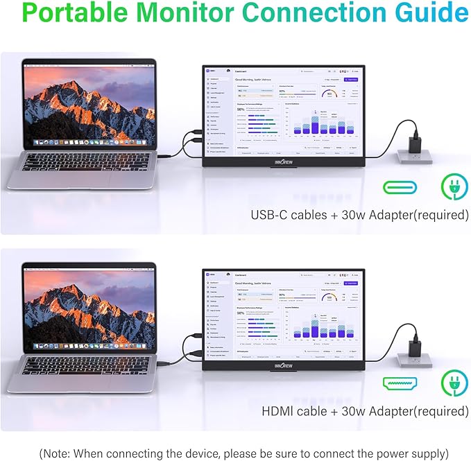 InnoView 2K Portable Monitor 15.6" QHD 100% sRGB, Built-in 180° Adjustable Stand Travel Monitor USB C Standard HDMI Ultra-Slim Portable Monitor for Laptop MacBook Phone PS5 Xbox Switch