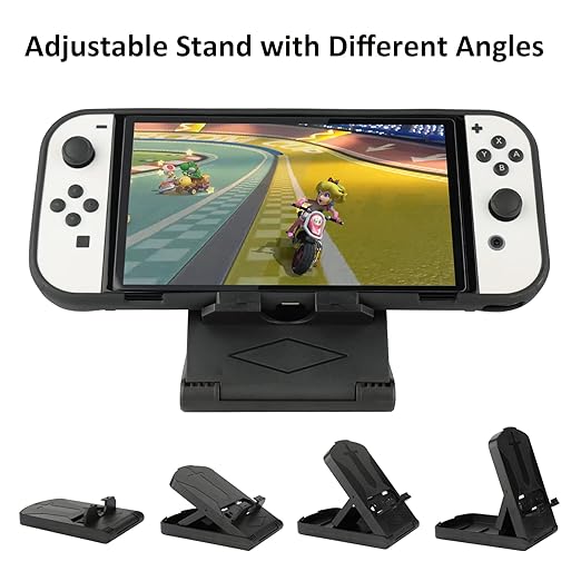 Accessories Bundle for Nintendo Switch OLED Model: Super Kit with Carrying Case, Screen Protector, Steering Wheels, Joycon Grips, Charging Dock, Playstand, Protective case and More (23 in 1)