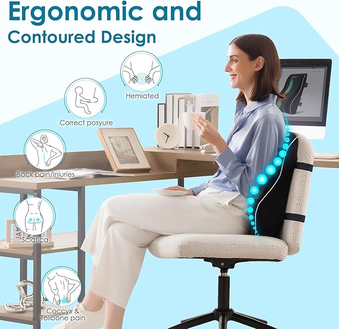 Lumbar Support Pillow for Office Chair,Office Home, College Dorm Room Essentials,Back Support Pillow for Car, Chair Cushions,Back Pain Relief Improve Posture,Mesh Cover Double Adjustable Straps