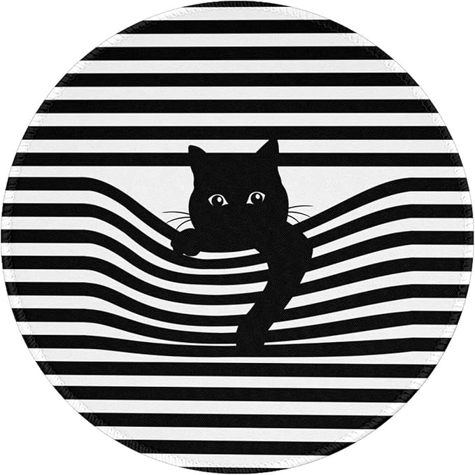 Cat Round Mouse Pad Premium Textured Mouse Mat Washable Mousepads with Extended Stitched Edges Non Slip Rubber Base Small Mousepad 7.9 X 7.9 X 0.12 Inches
