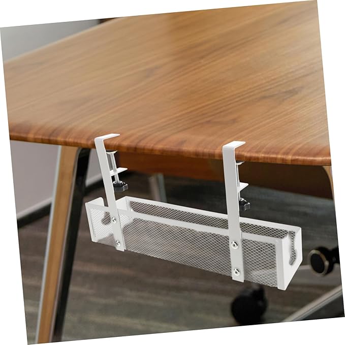 Vaguelly Desk Tray No Drill Cord Organizer for Tidy Spaces for Cables Heavy-Duty Metal Design Easy Installation White