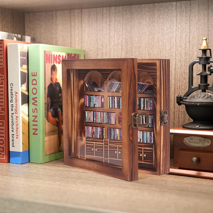 Anxiety Bookshelf – Mini Books Display for Stress Relief and Fun Decor, Perfect Decorative Miniature Library for Book Lovers, Ideal for Home Decor, Office Décor, and Thoughtful Gift Giving - Pine Wood