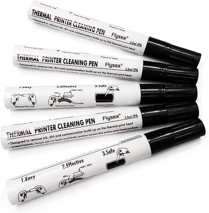 Thermal Printer Cleaning Pen Printhead Cleaner Kit for Electronic Face Sheet Print Head Alcohol Cleaning Card Printer, Pack of 5