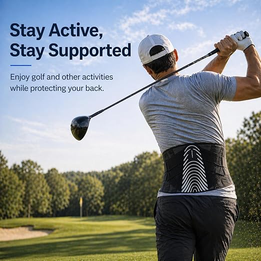 Adjustable Back Brace for Men Lower Back Pain - Modern Aesthetic Lumbar Support Belt with Dual-Straps Compression & Aluminum Stays, Low-Profile & Breathable Design for Sciatica, Work, Lift & Daily