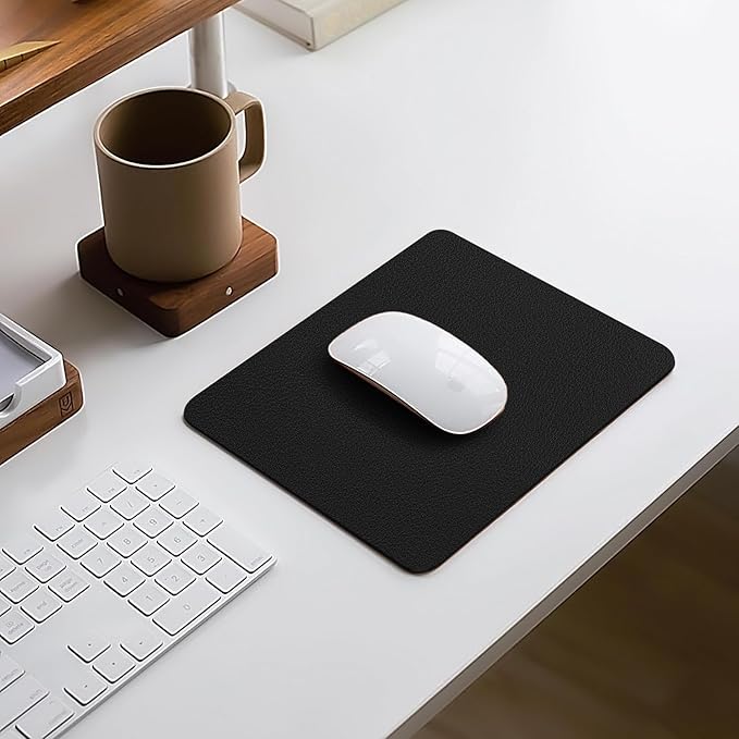 Leather Desk pad Protector, Office Mat, Large Mouse Mat, Non-Slip PU Leather Blotter, Laptop Desk Pad,Waterproof Laptop Computer Desk Keyboard Mat for Office/Work/Home/Decor (Black, 11in*8in)