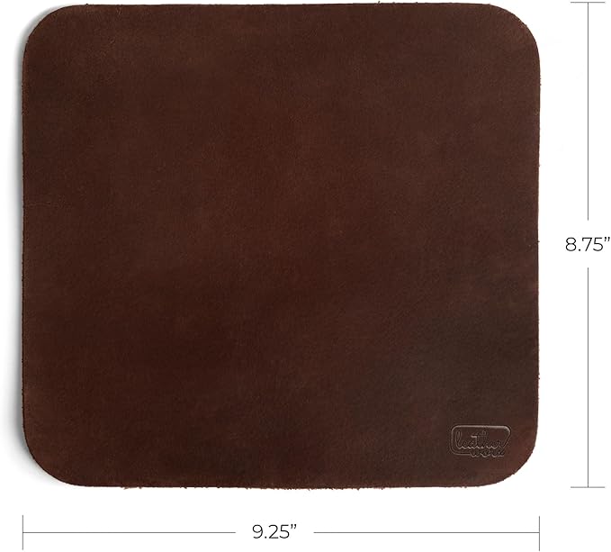 Ergonomic Mouse Pad, Executive Work Desk & Office Essentials, Tracking Accuracy, Mouse Control, Thick Full Grain Leather, Handmade, Bourbon Brown