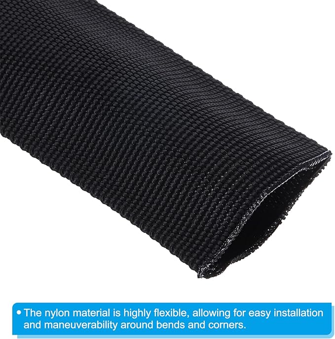 PATIKIL 1.2" Dia 24.6FT Nylon Protective Hose Sleeve, Cable Cover Sheath Protection for Welding Tig Torch Hydraulic Hose, Black