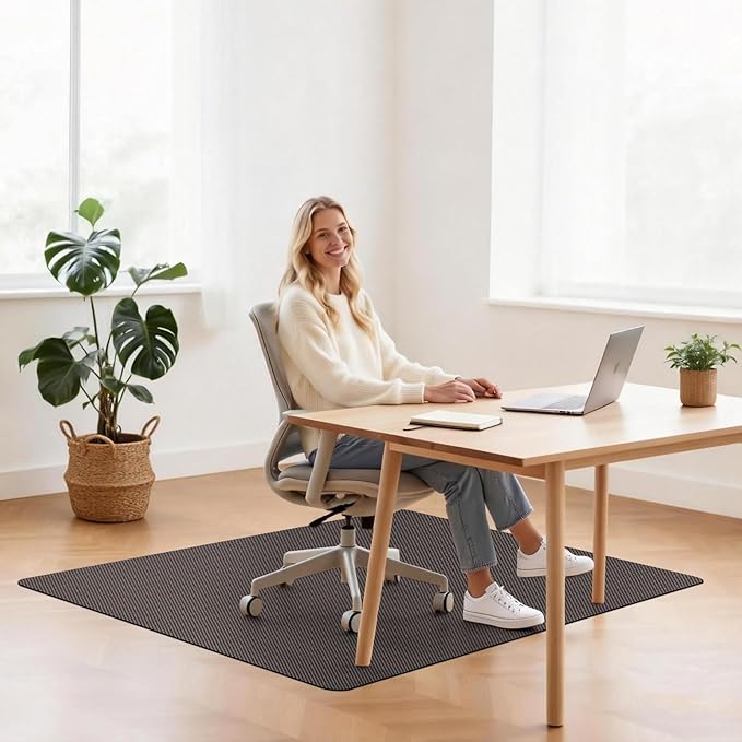 Sycoodeal Office Chair Mat for Hardwood & Tile Floor, 40" x 48" Computer Gaming Chair Mat for Rolling Chairs Non-Curve, Anti-Slip,Heavy Duty Floor Protector for Home Office (Coffee)