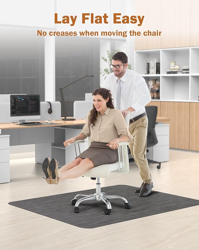 Blvornl Office Chair Mat for Hardwood Floor, 40"*55" Desk Computer Chair Mat for Hard Wood, Large Anti-Slip Hard Floor Protector for Rolling Chair, PVC Desk Rug for Office Black