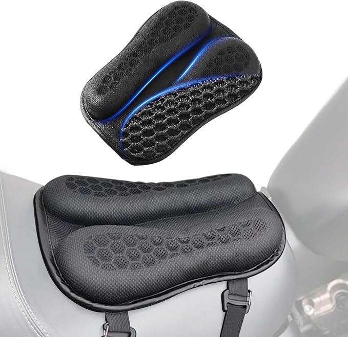 PACEWALKER Universal Motorcycle Gel Seat Cushion 3D Honeycomb Structure Breathable and Shock Absorption Pad for Comfortable Long Rides