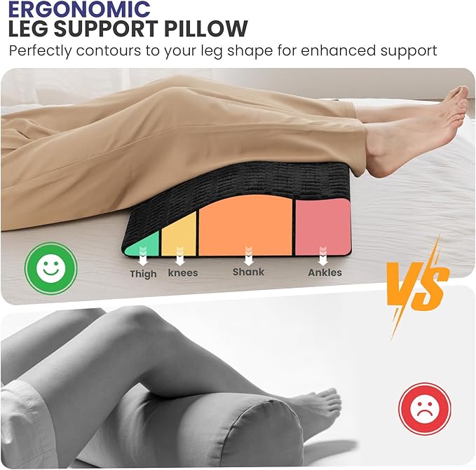idee-home Recliner Leg Rest Cushion, Recliner Footrest Extender Pillow with Removable Corduroy Cover, Multi Purpose Ergonomic Foot Pillow Back & Lumbar Support Cushion for Bed Sofa Couch, Black