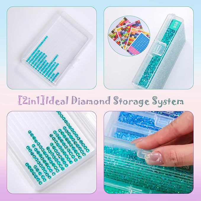 Diamond Art Storage, 2pack 54pcs Diamond Painting Storage Trays Organizer, 2-in-1 with Lids Dotz Accessories Tools Containers Case Box (Beads not Included)