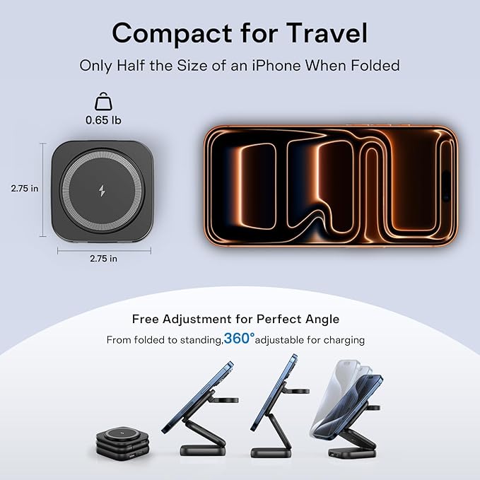 5-in-1 Wireless Charger for MagSafe, AC ISLAND Portable Travel Charging Station, 35W Max Qi2.2 Fast Foldable Magnetic Stand, Evolved for iPhone 17-12 Series, Apple Watch, AirPods (with 35W Adapter)