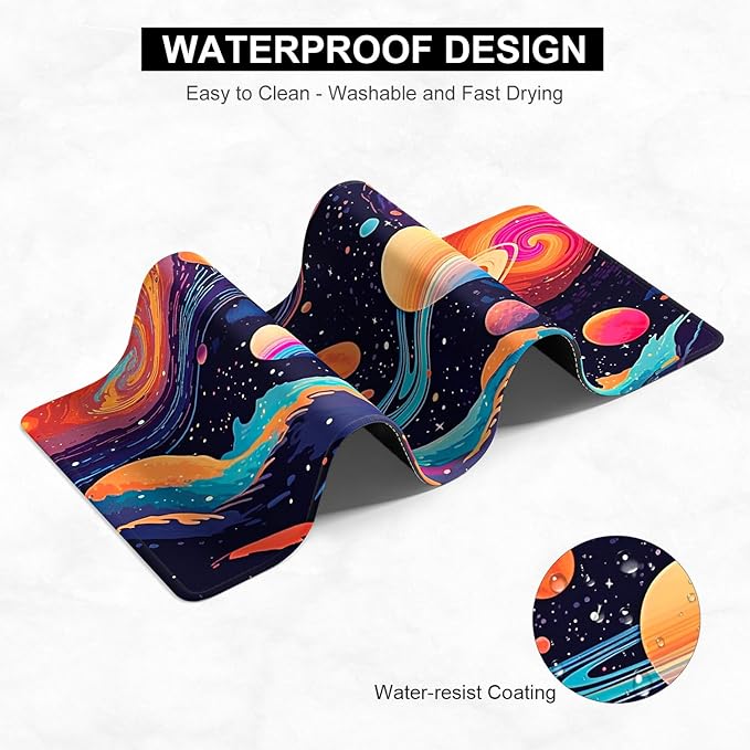 Desk Pad, 32" x 16" XXXL Extended Large Gaming Mouse Pad, Desktop Decor Desk Mat, Men Women Office Supplies and Accessories, Cute Anime Mouse Mat for Laptop & Keyboard, Romantic Universe