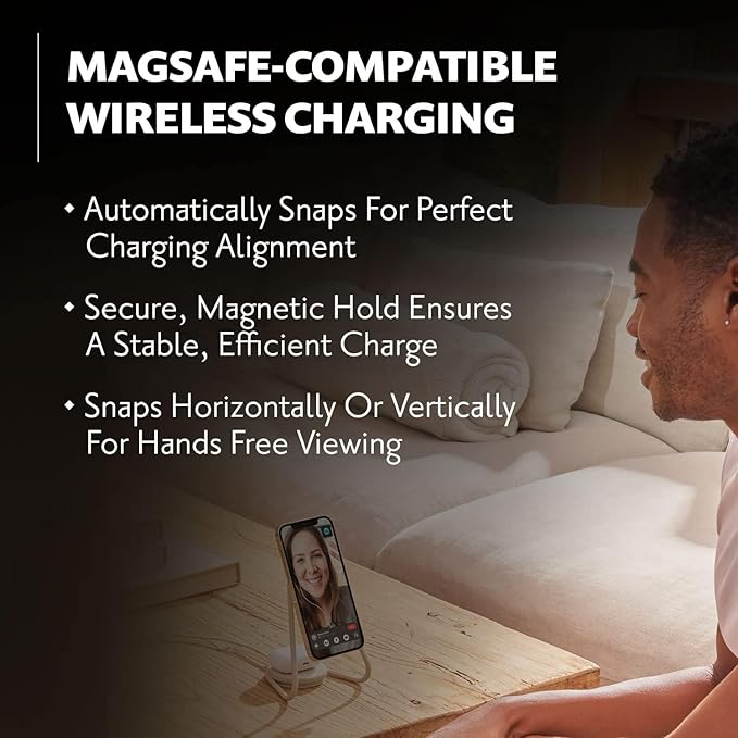 COURANT MAG:2 Wireless Charging Stand - Belgian Linen, 2 in 1 Multi-Device Charger - Magnetic Stand for MagSafe iPhones 16, 15, 14, 13, 12 with Charging Base for AirPod Cases, (Forest)