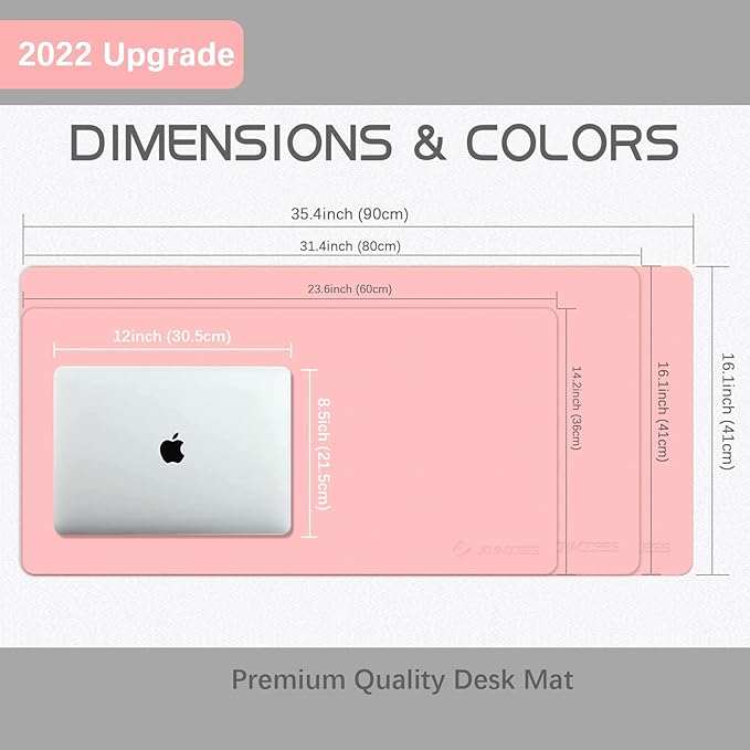 Large Mouse Pad, Waterproof PU Leather Desk Pad, Stylish and Back Anti-Slip Double Sided Cmoputer Mouse Pad for Laptop, Gaming,Office/Home (Pink, 90 * 40cm)