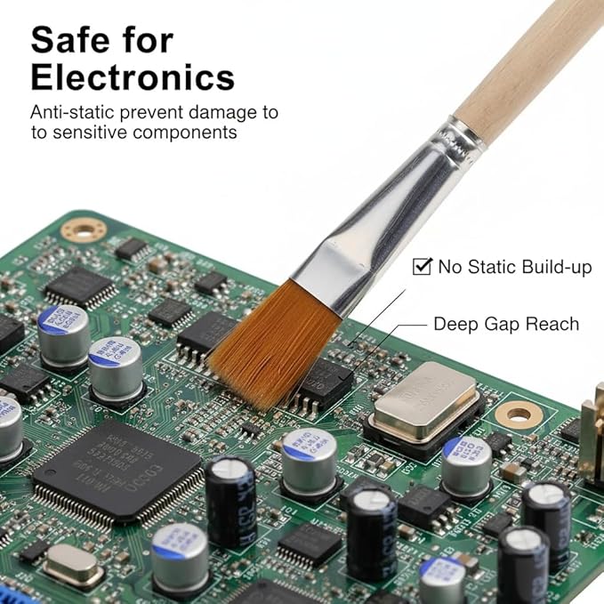 Wood Handle Anti-Static Brushes for Keyboard, Electronic Component Cleaning, Also Versatile for Paints, Stains, 24pcs