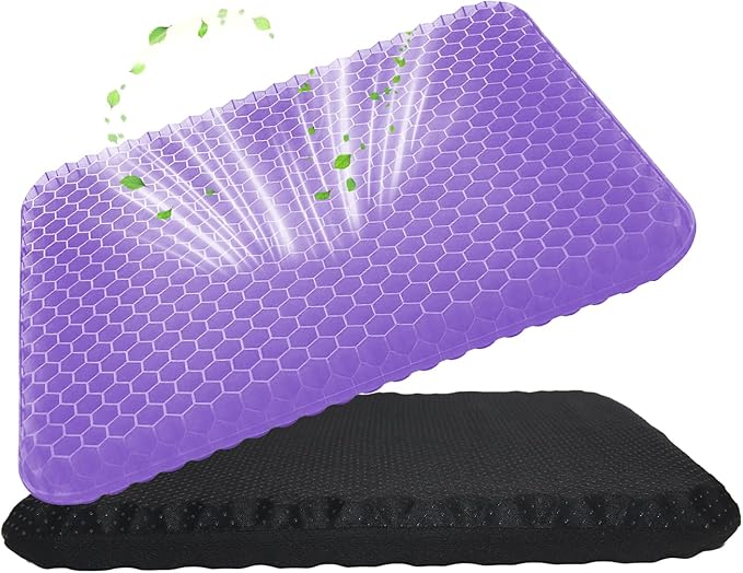 Volosso Cool Gel Seat Cushion for Long Sitting，Gel Cushion for Wheelchair Soft, Chair Cushion, Car Seat Cushion Breathable, for Office Chair for Hip Pain（Purple）