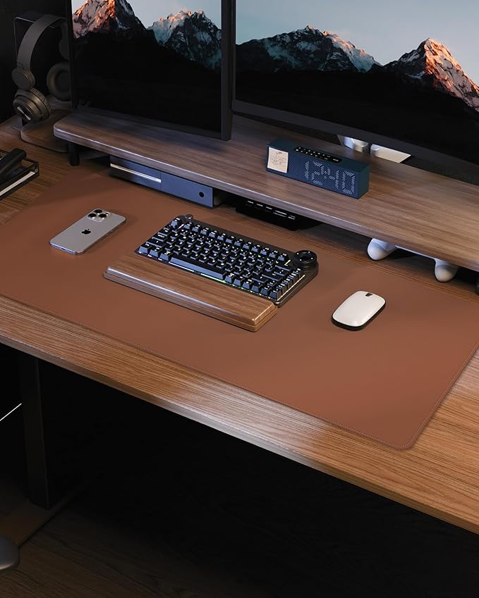 Leather Desk Pad Protector,Office Desk Mat,Large Mouse Pad, Non-Slip PU Leather Desk Blotter,Desk Pad,Waterproof Desk Writing Pad for Office and Home (Black,31.5" x 15.7")