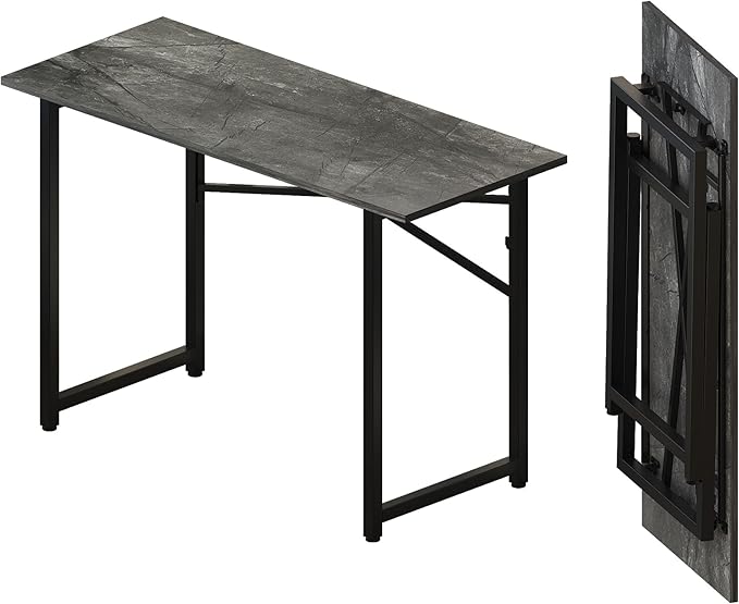 Lutown-Teen Folding Computer Desk 47 inch Writing Gaming Computer Camping Table, No Assembly Required Home Office Desk, Grey