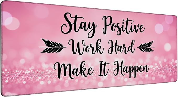 Large Gaming Mouse Pad Stay Positive Desk Mat,Non-Slip Rubber Base Stitched Edges,Extended Mousepad for PC,Laptop,Office,Home Decor(31.5 x 11.8 Inch)
