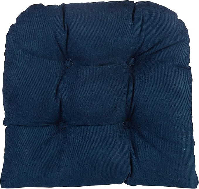 Klear Vu Gripper Overstuffed Universal Non-Slip Dining Chair Cushions for Kitchen Decor or Office Use, U-Shaped Skid-Proof Seat Pad, 15x15 Inches, 2 Count (Pack of 1), Linear Indigo Blue