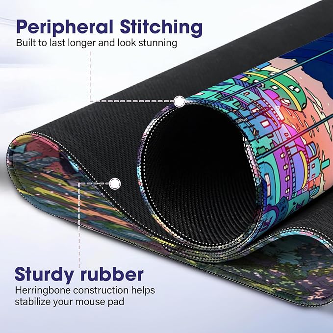 Japanese LifetimeWarrantly Professional Extended Gaming Mouse Pad - 31.5" x 15.7" Large Desk Mat with Stitched Edges, Waterproof Coating, Non-Slip Rubber Base for Gamers, Esports Pros, Office & Home
