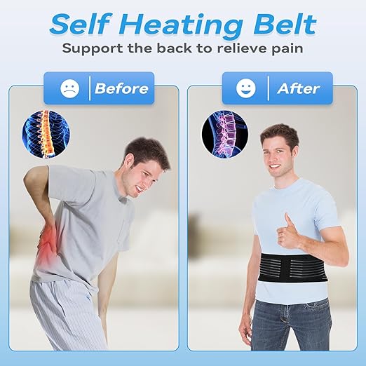 Back Support with Magnet, Tourmaline Magnetic Back Braces for Lower Back Pain Relief, Self Heating & Soothing Waist Band, Lumbar Support Belt for Herniated Disc/Sciatica (X-Large)