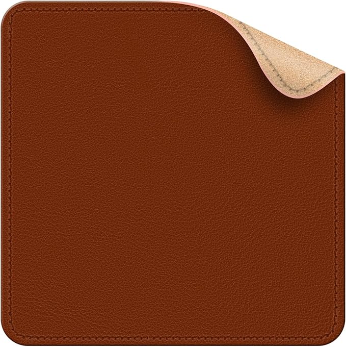 Leather Mouse Pad with Stitched Edge, Waterproof Gaming Mouse Mat for Computers, Laptop, Office & Home (Brown, 11"*8")