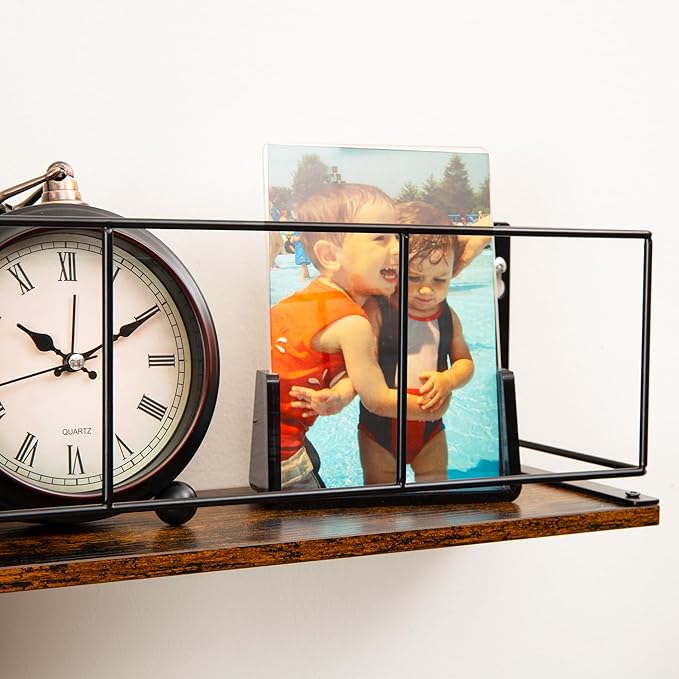 Mind Reader Desktop Shelf for Office Organization and Display, Mounting Hardware Included, Metal and Wood, Brown