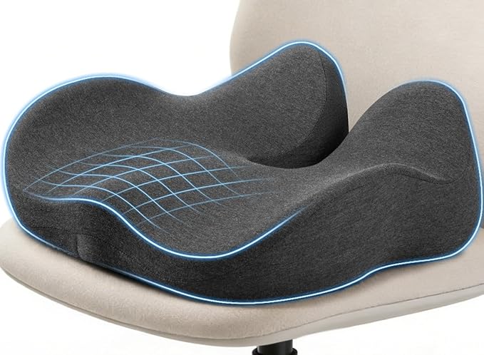 Seat Cushion for Office Chairs – Large U-Shaped Memory Foam Desk Chair Cushions for Long Sitting Comfort, Ergonomic Thick Support Pad for Work from Home & Daily Office Use