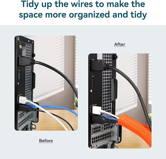 Wire Loom Tubing, 10ft Split Braided Cable Management Sleeve, Flexible Mesh Cord Protector Cable Sleeve for TV Computer (Orange, 5/8")