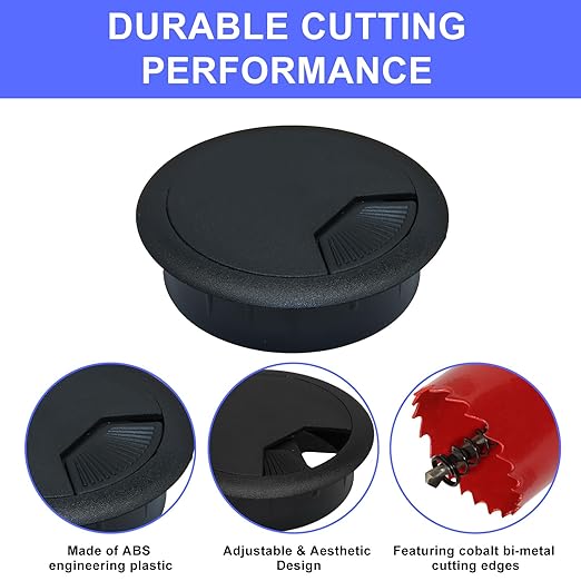 12PCS Desk Grommet,2Inch(50mm) Cable Grommet Hole Cover with Hole Saw,Ideal Solution for Office Home Table Cable Management Workers