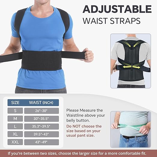 DIANMEI Back Brace Posture Corrector for Women and Men, Back Braces for Upper and Lower Back Pain Relief, Adjustable and Fully Back Support Improve Posture and Lumbar Support(S, 26"-30" Waist)