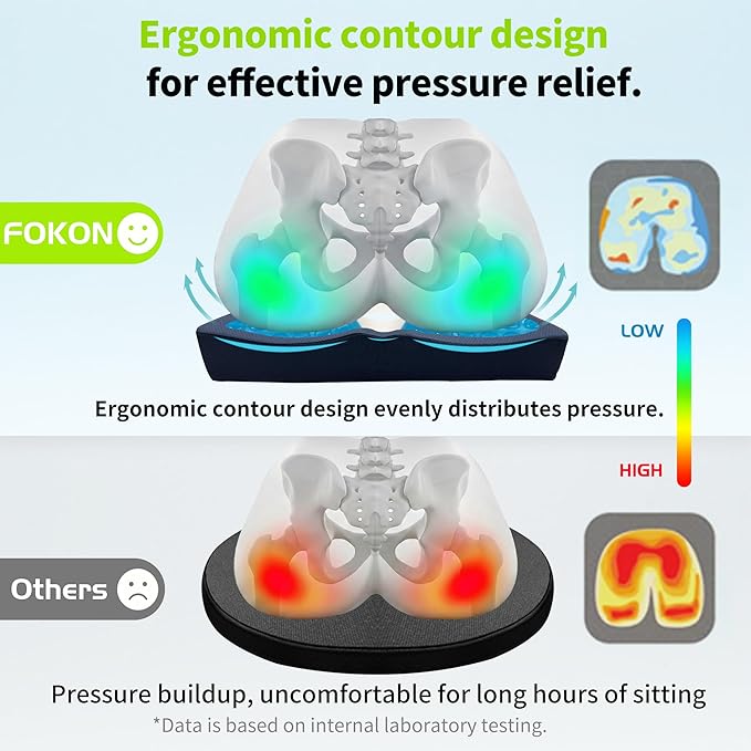 Gel & Memory Foam Wheelchair Seat Cushion,Donut Pillow for Tailbone Pain Relief,Bed Sore Cushions for Butt,Pressure Relief,Sciatica,Coccyx,hemorrhoid Pillow,Cushion for Office Chair & Desk(Blue
