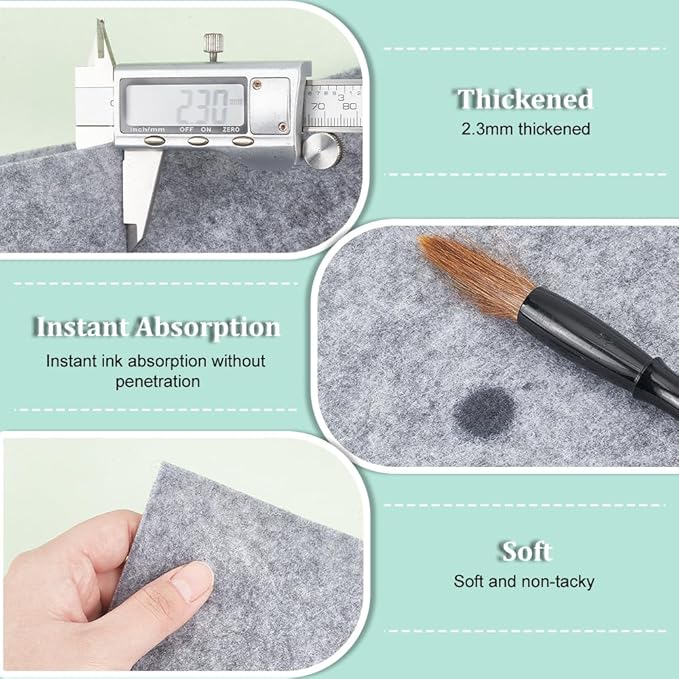 PH PandaHall 27.5 x 19.8 Inch Water Drawing Cloth, Gray Writing Felt Mat Chinese Calligraphy Mat Reusable Water Paper Felt Desk Pad for Painting Chinese Calligraphy Practicing Beginners