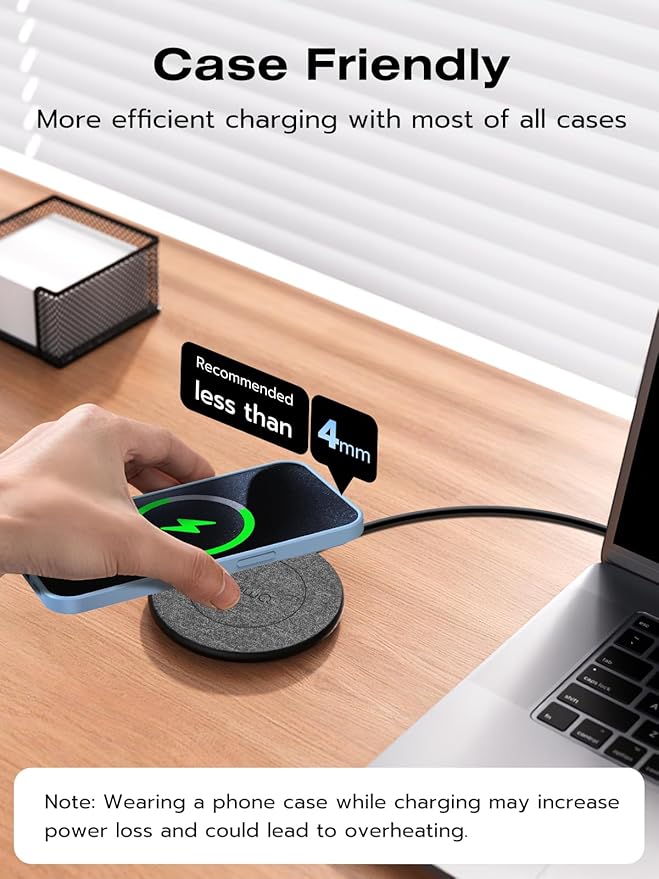 NewQ Wireless Charger for Samsung, 15W Max Wireless Charging Pad for iPhone 16 15 14 13 12 11 mini/SE/Pro/Max/Plus，Samsung Galaxy S23/S22/S21/S20/S10/S9/S8/S7/Note20/10/9/8, Google Pixel 8/7/6，1 Pack