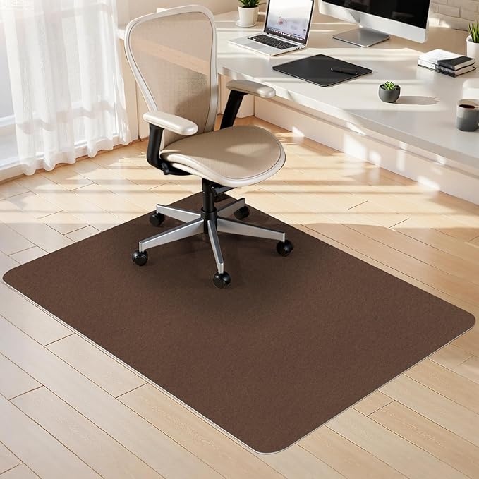 Sycoodeal Office Chair Mat for Hardwood Floor,Slip Resistant Floor Mat for Office Computer Gaming Chair,Heavy Duty Floor Protector for Rolling Chairs,Easy to Clean,Coffee(48"x55")