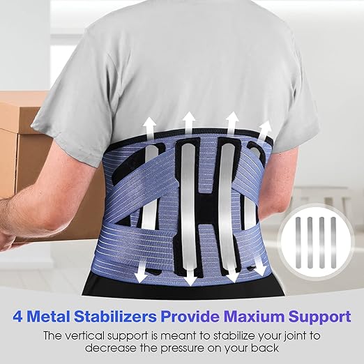 NEENCA Back Support Brace, Adjustable Lumbar Support for Pain Relief of Back/Lumbar/Waist, Waist Wrap with Spring Stabilizers for Injury, Herniated Disc,Sciatica, Scoliosis and more