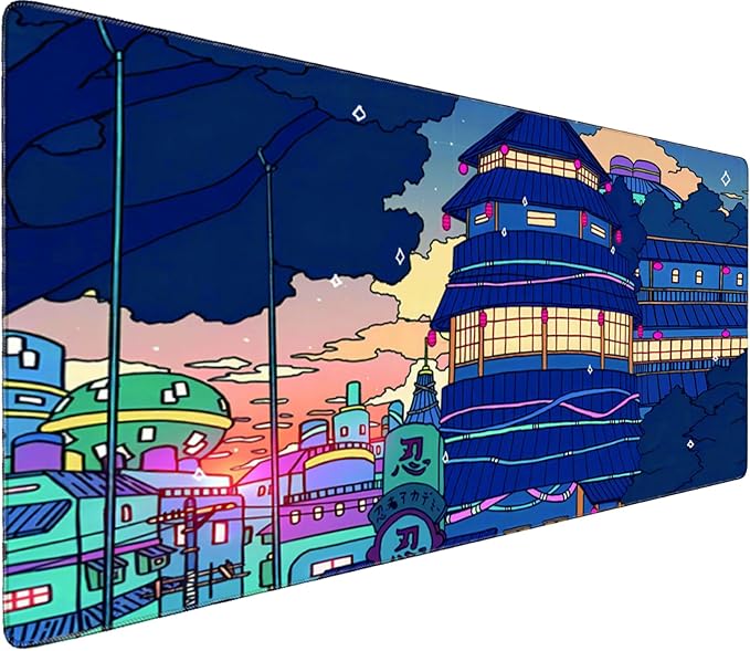 LifetimeWarrantly Japanese Large Extended Mouse Pad with Stitched Edges (35.4”x15.6”) - Waterproof Desk Mat, Non-Slip Rubber Base for All-Desk Coverage, Perfect for Gaming, Office, and Home