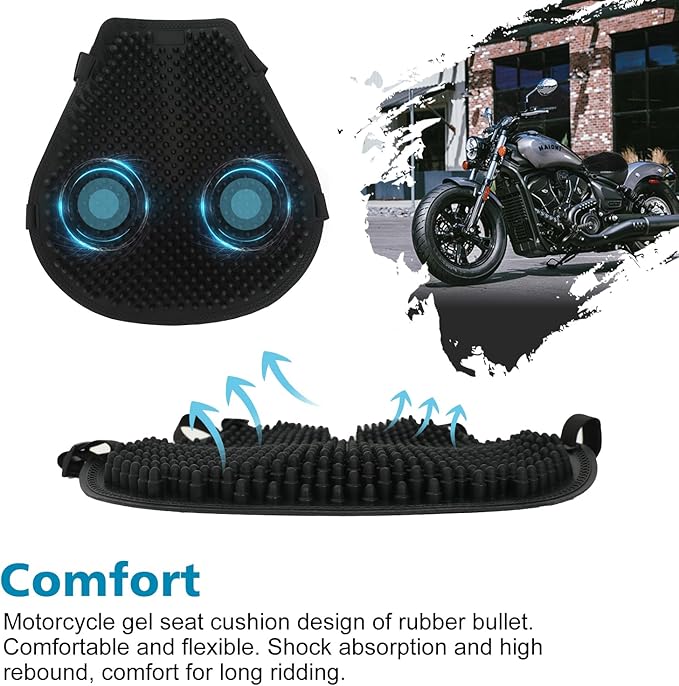 SUNPIE Motorcycle Seat Cover with Bullet Design Universal Silicone Breathable Comfortable Pad for Motorbike Long Rides