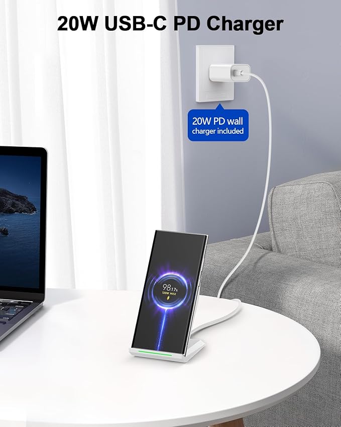 NANAMI Fast Wireless Charger, Charging Stand[with 20W PD Charger] 7.5W for iPhone 17/17 Pro/17 Pro Max/16/15/14/13/12, 10W Phone Charger Dock for Samsung Galaxy S26/S26+/S25/S25+/S25 ultra/S24/S23
