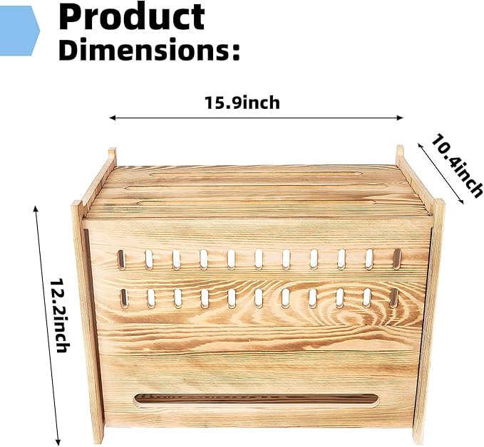 Solid Wood Projector Shelf Router Shelf Projector Stand Router Storage Box Router Cover Organized Modem Cable Power Strip Cable Management Hider Rack by Need Assembly (Flip-top Door)