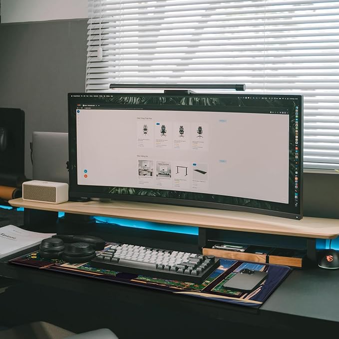 Black Cat Perched on a Windowsill Gaming Mouse Pad with Non-Slip Rubber Base, Large Kawaii Anime Mousepad with Stitched Edges, Long Keyboard Mat for Laptop and Mouse, 31.5 x 11.8 inches