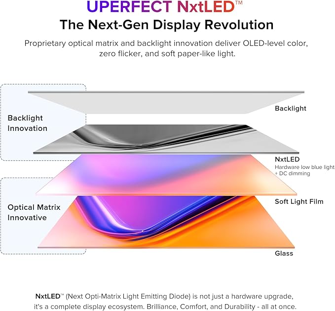 UPERFECT 18.5" NxtLED™ Portable Monitor, Premium Eye-Care Matte Display with Lifelike 145% sRGB Color & 120Hz Ultra-Smooth Motion for Work, Gaming & Travel