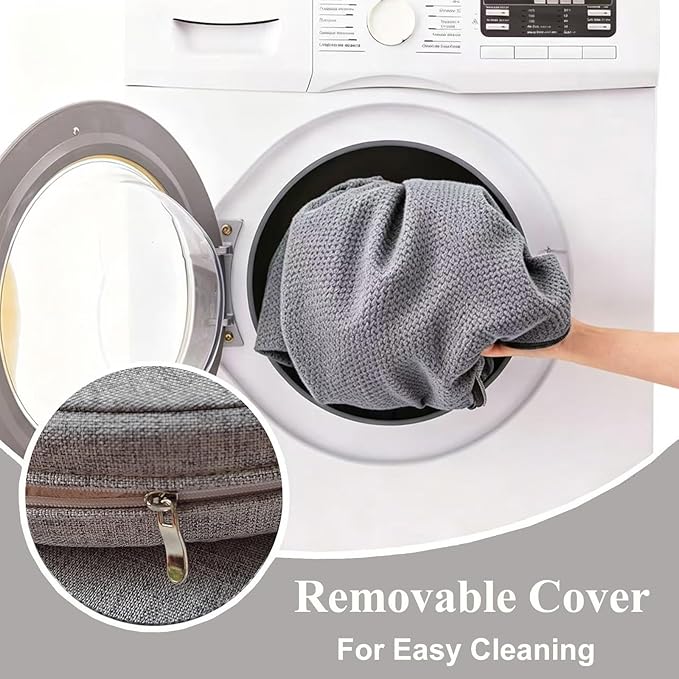18 x 18 Inch Chair Pads for Dining Chairs Set of 2 with Ties Non Slip Washable Seat Cushion with Zipper Indoor Round Back Chair Cushions for Kitchen, Mid Grey