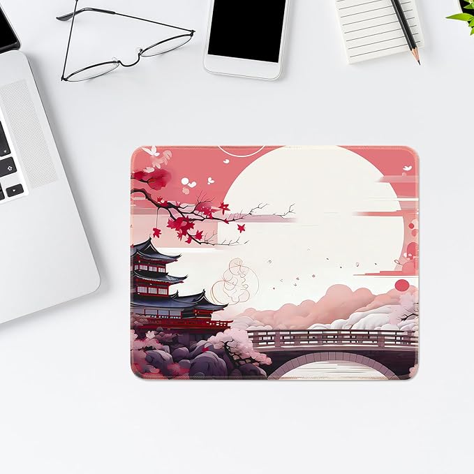 FreeNook Japanese Small Gaming Mouse Pad 10.2 x 8.3 in Computer Mouse Pad Anime Gaming Mousepad, Expanded Architecture Cute Desk Pad with Nop-Slip Suitable for Home Office